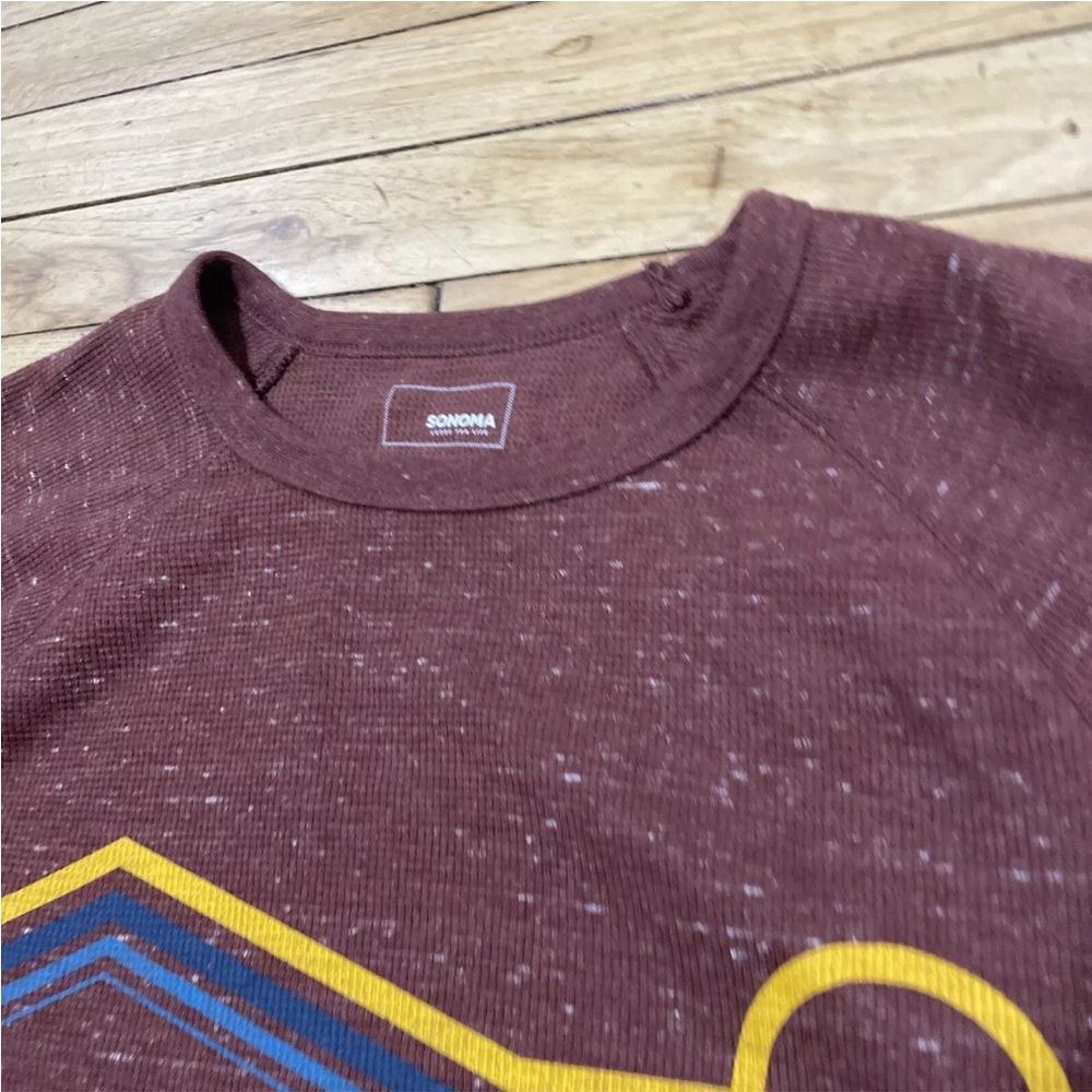 Sonoma Pique Knit Sweater Men XL Red Burgundy Sunshine Graphic Outdoor Active XL - Picture 10 of 16